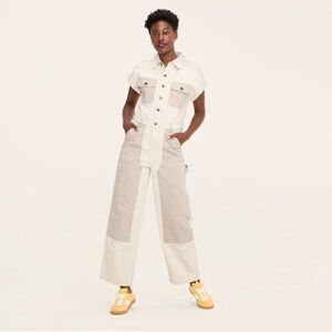 Woolrich Women's Wide Leg Jumpsuit - Cream and Tan